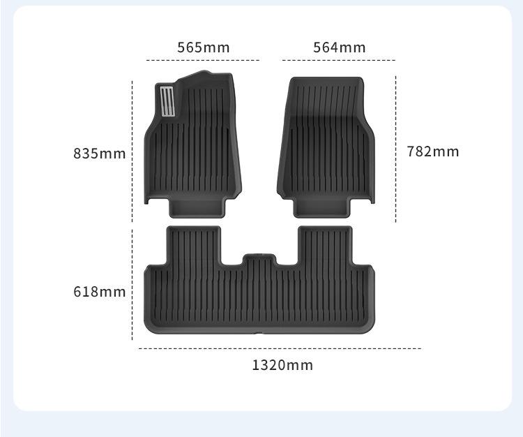 Extended TPE Floor Mats for 2019-2025 Tesla Model Y