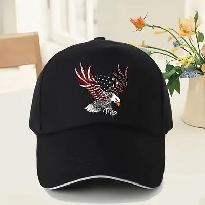 American Flag Eagle Baseball Cap Polyester Adjustable Unisex Patriotic Outdoor Sports Hat Adult