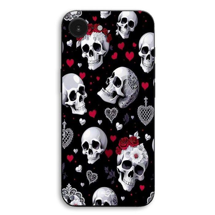 Coque Pour iPhone 16E Tête de mort et coeurs Maniacase