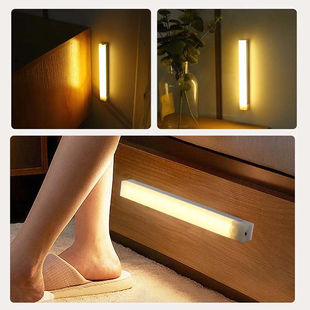 Schrankleuchte USB Wiederaufladbar Bewegungssensor LED Stablicht Induktionsnachtlicht Tragbar für Küche Nachttisch Kleiderschrank Schrank