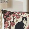 1/4pcs Vintage Art Nouveau Sakura Tuxedo Cat Throw Pillow Cover Home Farmhouse Outdoor Decoration Cushion Cover
