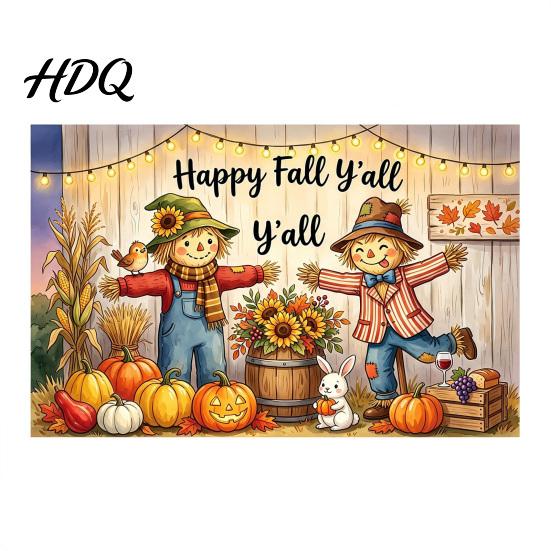Indoor Outdoor Holiday Party Supplies 70 x 45 Inch Fall Pumpkin Backdrop Autumn Harvest Gnome Reusable Thanksgiving Banner for Home Scarecrow