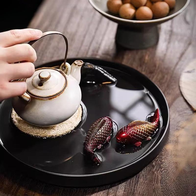 Creatieve Kleurveranderende Thee Huisdier Hars Thee Tafel Ornamenten Chinese Mascotte Twee Vissen Rapport Geluk Zen Thee Ceremonie Ornamenten
