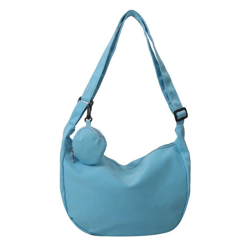 Canvas Bag Women's Crossbody Bag Large Capacity Casual Versatile Dumpling Bag Single Bag College Student Commuting Bag for Class