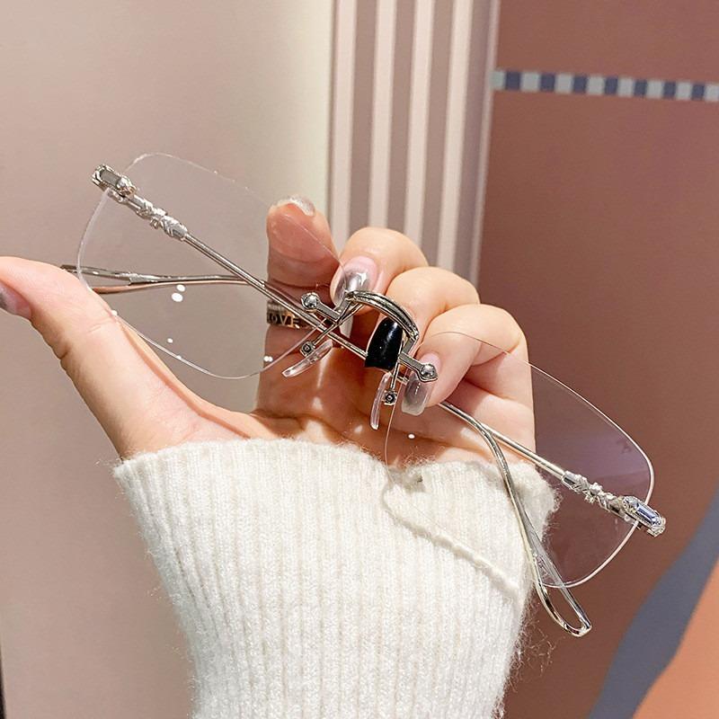

1/2pcs Simple gold wire rimless glasses, high-end silver frame anti-blue light glasses срібний