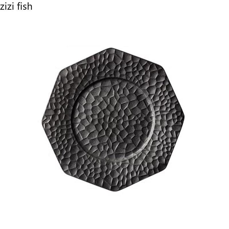 Keramikas vakariņu šķīvis restorāns Neregulāras tekstūras plakans šķīvis steika šķīvis Makaronu šķīvji Deserta šķīvji Uzkodu šķīvji Mājas galda piederumi