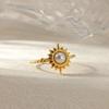 Exquisite Elegant Pearl Sun Open Ring For Women Adjustable Faux Pearl Stainless Steel Ring Wedding Daily Jewelry Gift