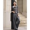 Women's Lyocell Blend Color Block Striped Lapel T-shirt