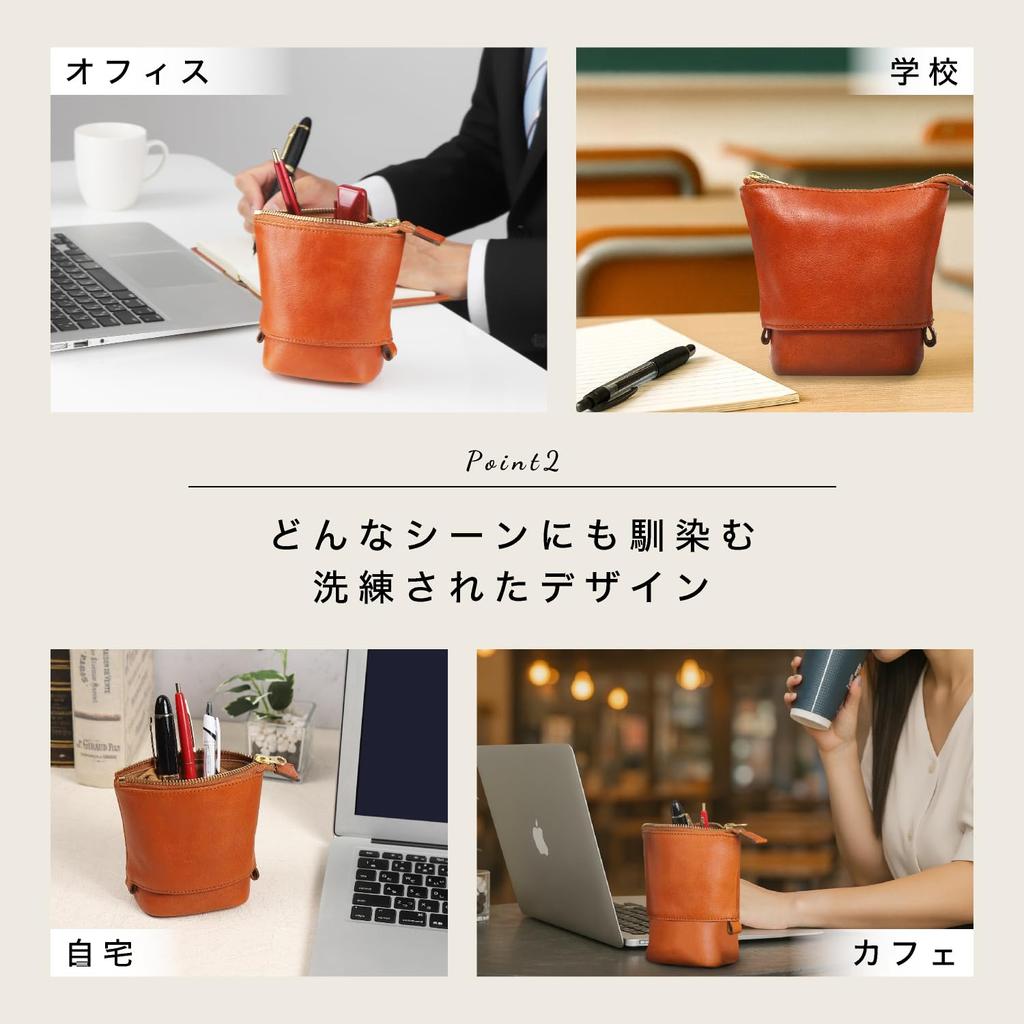 EBISSY Genuine Leather Pencil Vertical Large Stand Pouch for Makeup and Art Unisex Gift Case, Freestanding, Stand, Capacity, Brushes, Cosmetics,