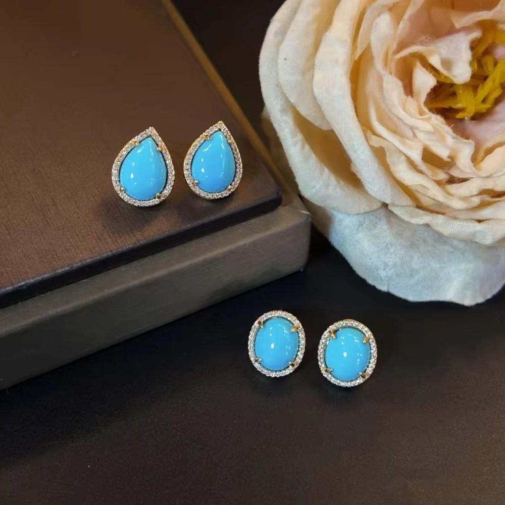 Oval Shape Stud Earrings Palace Style Oval Earrings Versatile Drop Dangle Earrings Daily Wear