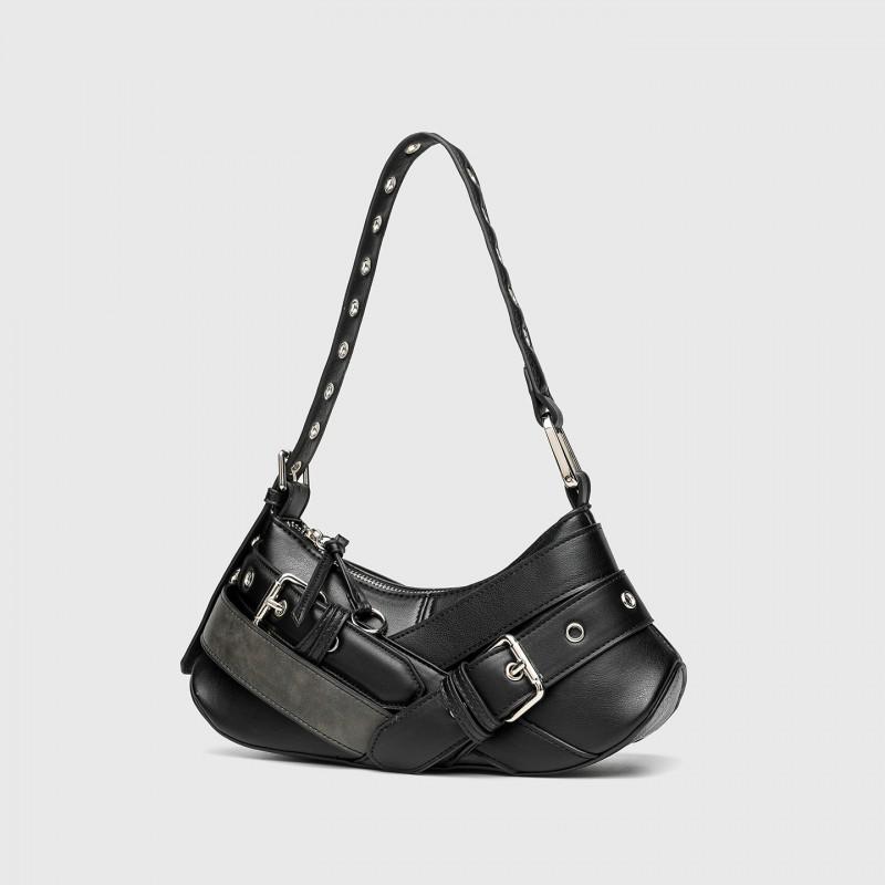 ZR Fashionable Niche Retro Brown Black Hot Girl Armpit Bag One-shoulder Women's Belt Decorative French Stick Portable