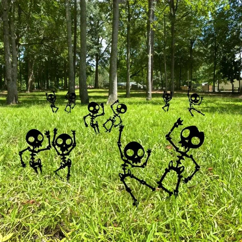 Dancing Skeleton Lawn Garden Decoration Outdoor Creative Silhouette Garden Decoration Signboard Plugin Garden Statue Sculpture
