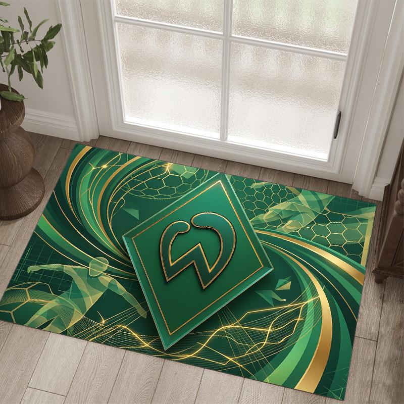 Werder Bremen Fußball Design Kristall Samt Teppich Gemütlich Nicht?Rutschfester Teppich mit Aufdruck für Schlafzimmer Wohnzimmer Eingang