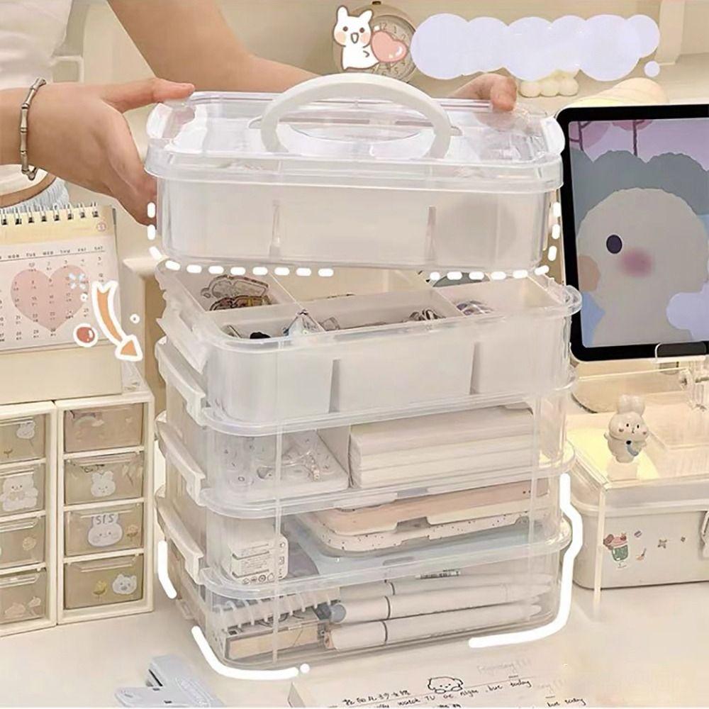 1Pcs Transparent Desk Storage Organizer 4 Layers Jewelry Container Bins Makeup Organizer Box