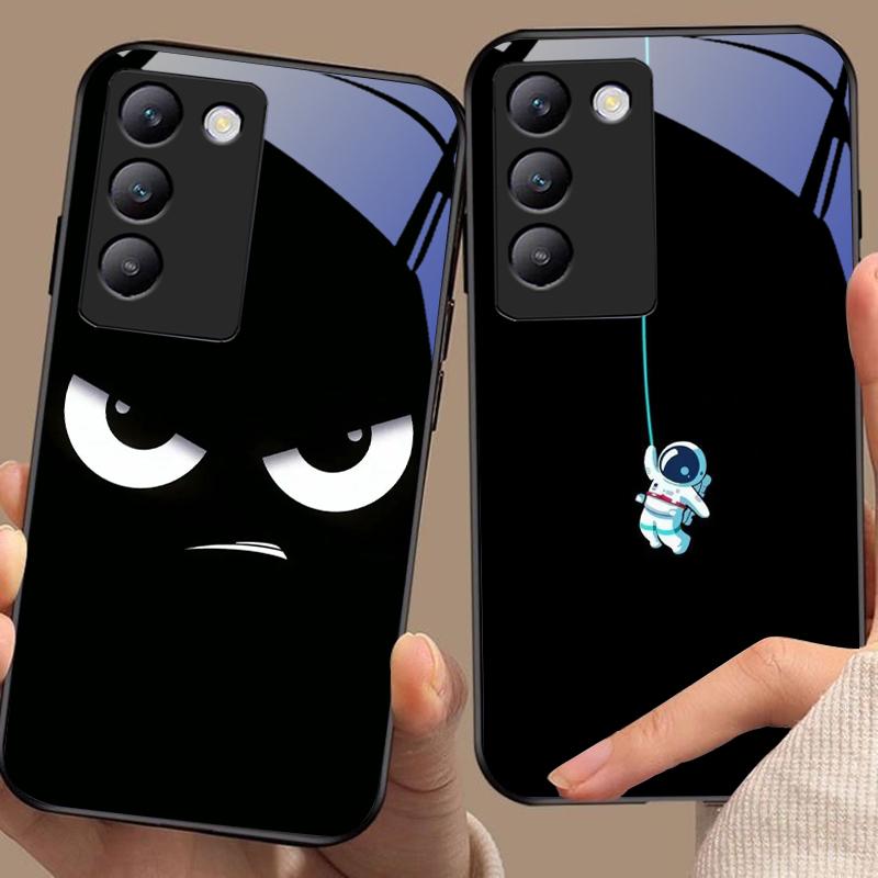 Vtipné ďábelské oči Pro Y72 33S 11 03 36 96 Lite 35 16 Iqoo 12 V40 SE 5G 29 40 21 30 X80 Pro Vivo Tvrzené sklo Kryt na telefon