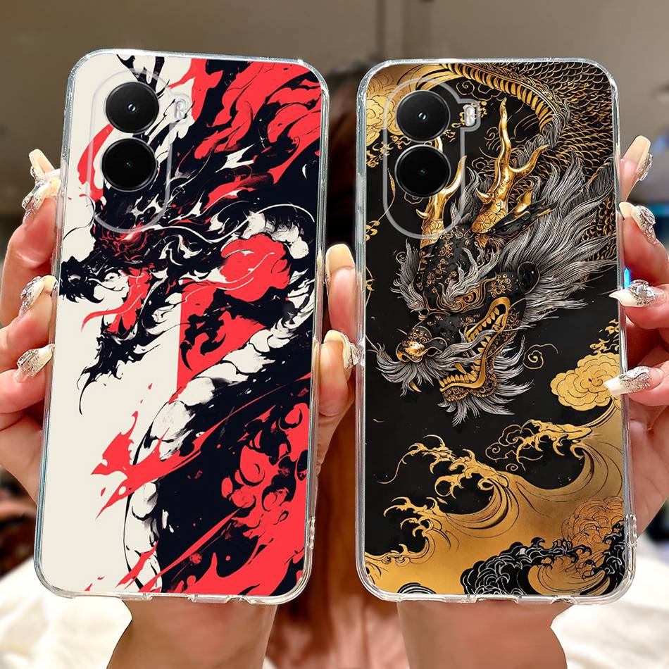 For Xiaomi Poco M7 Plus PocoM7 4G Cool Dragon Tiger Painted Phone Case For POCO M7 4G M7Plus Soft Silicone TPU Cases