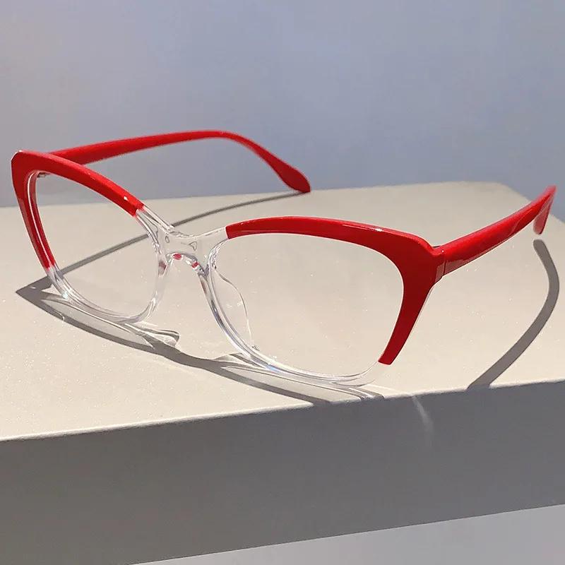 

Vintage Punk Anti Blue Lightweight Optical Cat Eye Eyeglasses Women Luxurious Brand Style Designer Myopic Prescription Glasses Frame Double Color