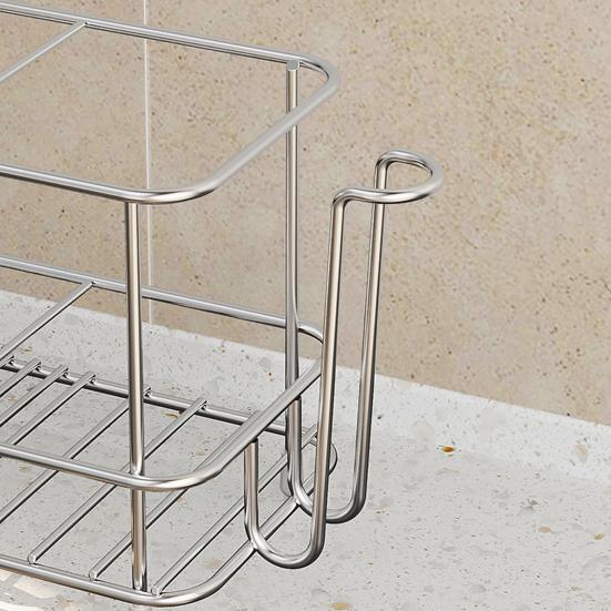 Stainless Steel Toothbrush Holder Bathroom Toothpaste Holder Stand with Quick Drainage Countertop Organizer for Bathroom Accessories