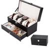 1ze1ziyo Watch Case, 4-Watch, 2-Tier, with Drawer, Jewelry Storage, Accessory Storage Box, Watch Collection, Black
