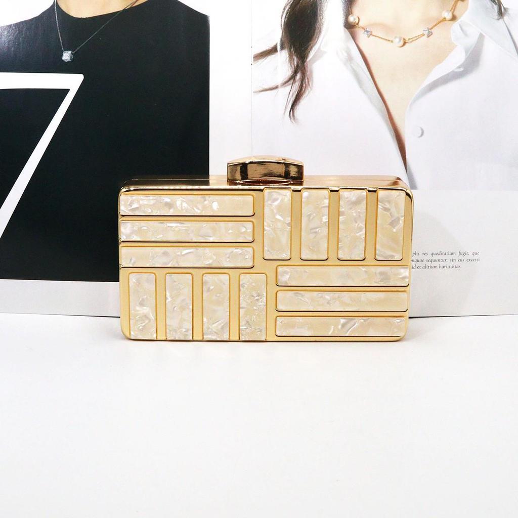 One-Shoulder Acrylic Shell Clutch - Minimalist Crossbody Evening Bag for Women
