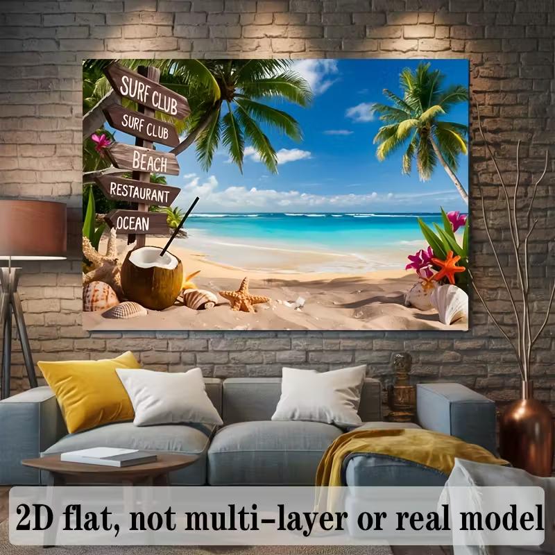 2D Surf Club Beach Backdrop - Summer Vacation Party Photo Booth Background