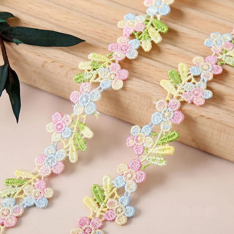 2CM Width Flower Lace Fabric Floral Embroidery Ribbon DIY Sewing Garment Applique Decor Accessories 2cm Lace Trim Crafts