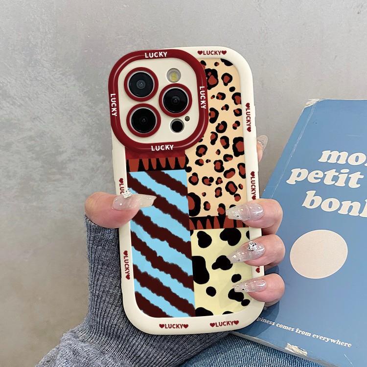 Spliced Leopard Print for Apple 16 Promax Puff Shell for IPhone 15 New Model 14 Creative 13 Cartoon Anti-fall 12