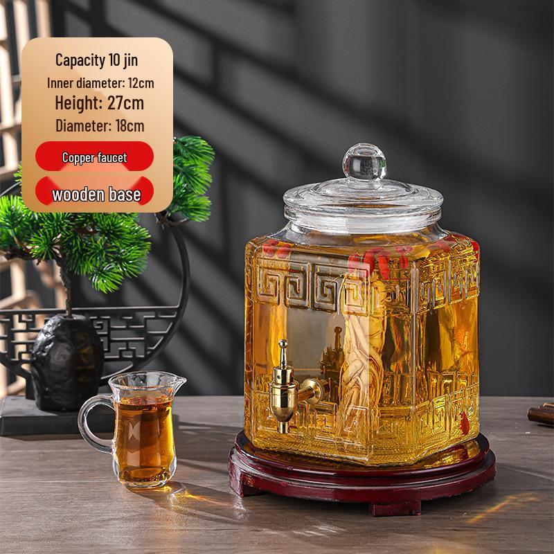Luxury Sealed Wine & Baijiu Soaking Jar with Faucet for Household Use