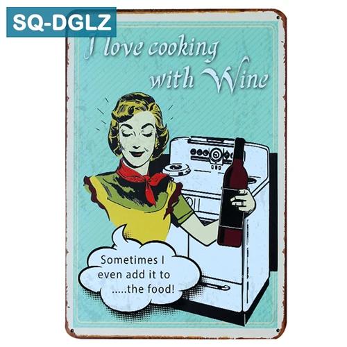 SQDGLZA MEAL WITHOUT WINE IS CALLED BREAKFAST Metal Sign Vintage Plates Cafe Pub Club Home Wall Decor Tin Signs Retro Plaque