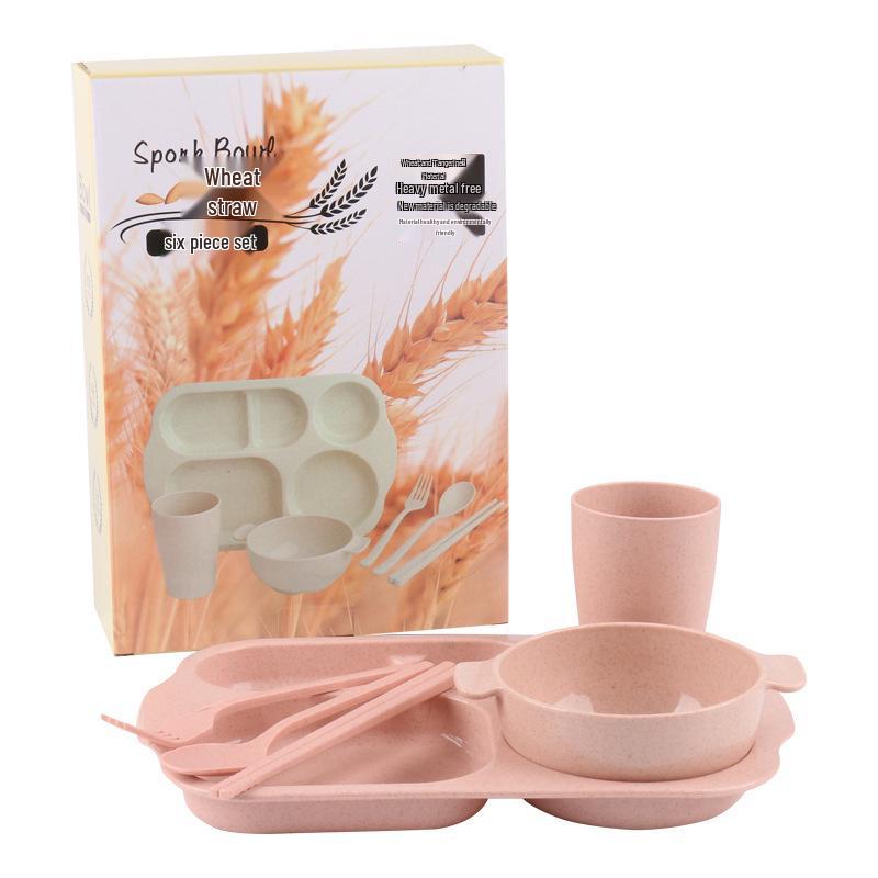 Eco-Friendly Wheat Straw Tableware Set: Portable Fork, Spoon, Chopsticks (3-Piece) + Cup, Bowl, Plate (6-Piece) - Ideal Promotional Gift