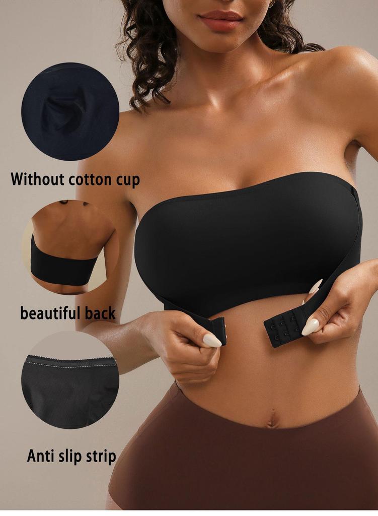 Bezešvá podprsenka bez ramínek s předním zapínáním - Bez kostic, nabíraný bandeau design