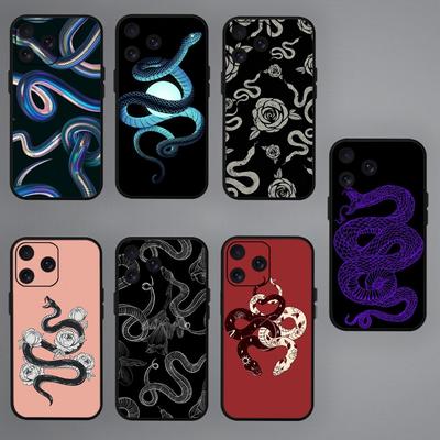 Funda de Moda con Gráfico de Serpiente para iPhone Mini 11 12 13 14 15 Pro XS Max X Plus SE XR Carcasa Blanda Negra