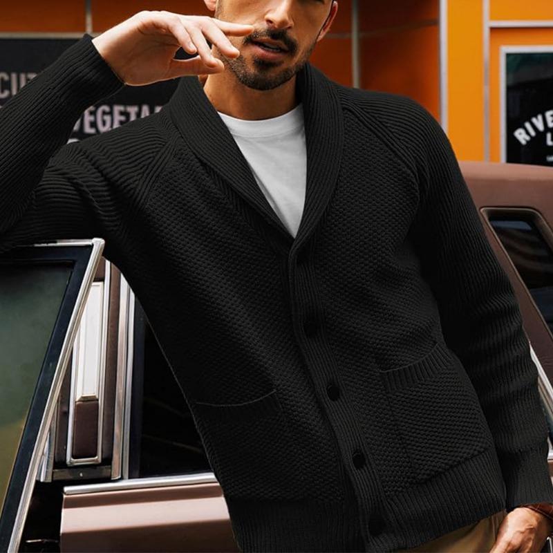 Men S Knitted Cardigan Long Sleeve Lapel Pocket Casual Winter Sweater