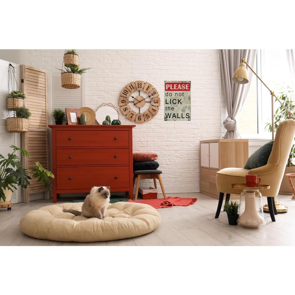 Funny Retro Metal Tin Sign - "Please Do Not Lick The Walls" Bathroom Wall Art, Vintage Home Living Room Man Cave Decor