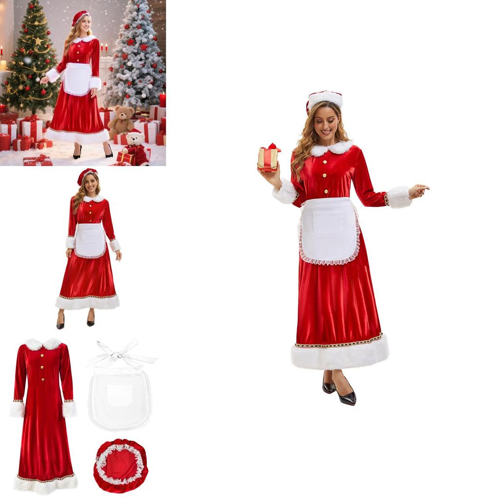 Christmas Santa Themed Dress For Women With Polyester Material For Festive Events