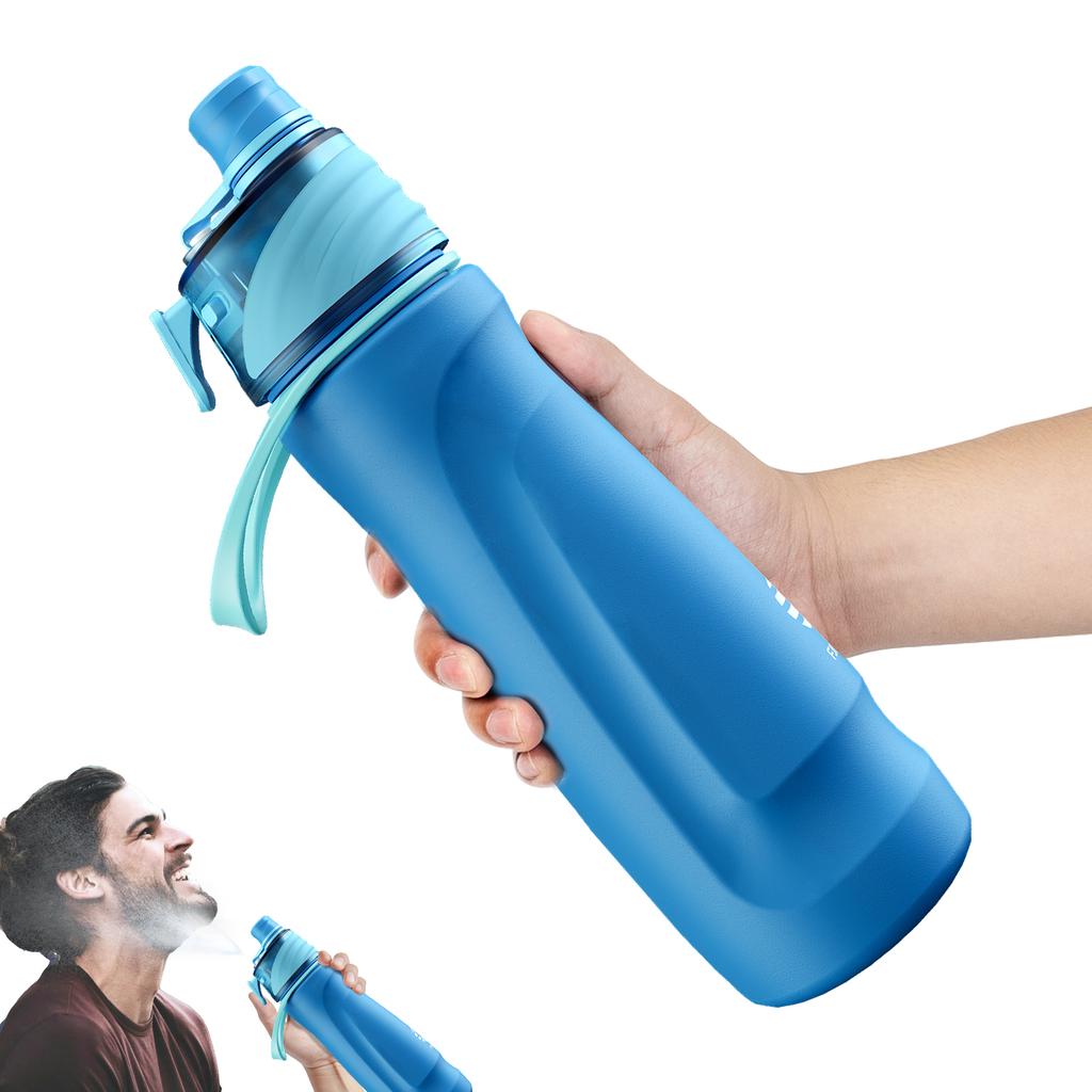 Fjbottle 750ml Stainless Steel Spray Water Bottle Portable Leakproof Spray Water Cup Durable BPA Free