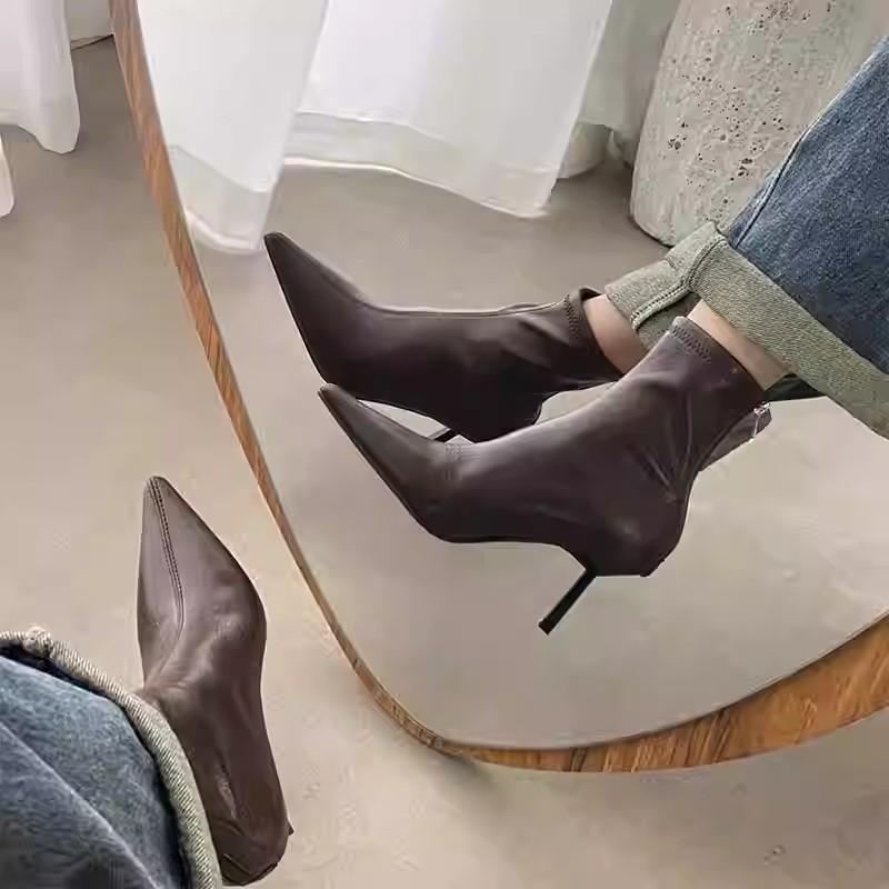 Thin Heel Short Boots Women'S Autumn And Winter Pointed Boots Temperament Chelsea Boots Thin Boots Thin High Heel Boots