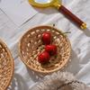 2025 New Japanese Hand-Woven Hollow Fruit Snack Storage Basket Rattan Bread Basket Food Serving Platter Tray For Dinner Parties