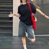 Spring Summer Women Casual Denim Shorts Fashion Wide Leg Short Jeans Knee Lenght Denim Pant High Waist Girls