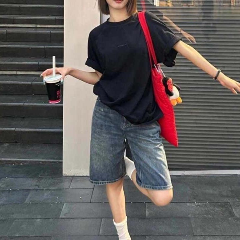 Spring Summer Women Casual Denim Shorts Fashion Wide Leg Short Jeans Knee Lenght Denim Pant High Waist Girls