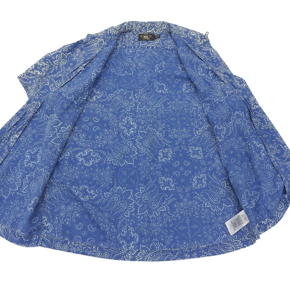 RRL Indigo Bandana Print Open-Collar Shirt, Men's, Blue, Size M tops M blueUsed