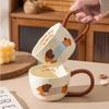 JUSTINLAU Ceramic Mug Valentine's Day Gifts Breakfast Coffee Milk Oat Cup Creative Couple Cup with Handle Home/Office Water Cups