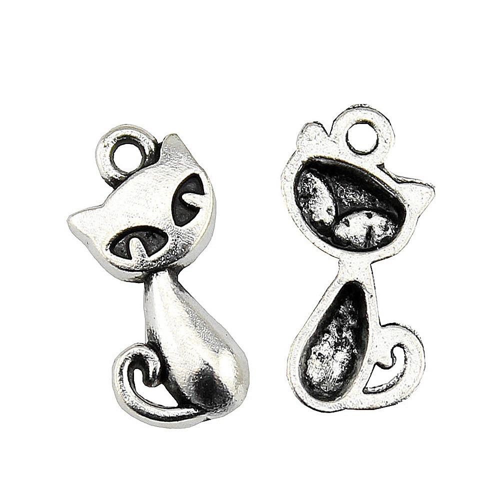 Charms Cat Pendants Heart Alloy Crafts For DIY Jewelry Making Accessories