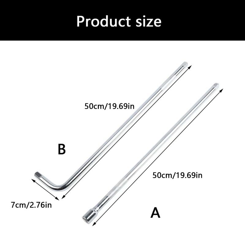 652F High Torque 50cm Socket Extension Bar 1/2Inch Drive Universal Metal Tool For Precisions Maintenance