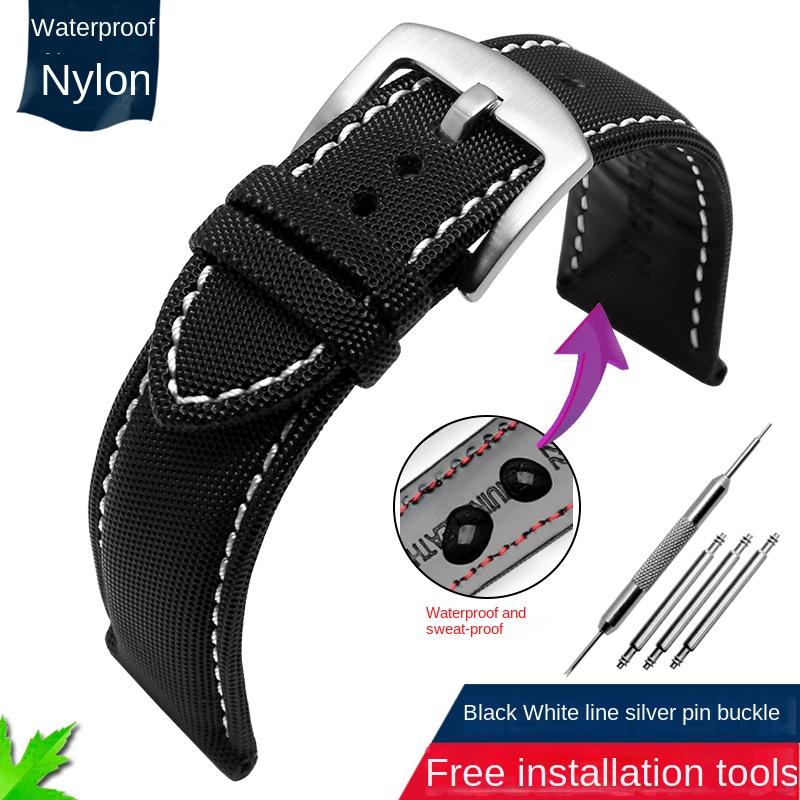 Fiber Nylon Leather Watchband For Tudor Mido Tag Heuer Citizen Seiko Huawei Male Canvas Watch Strap Waterproof 20 21mm 22mm 23mm