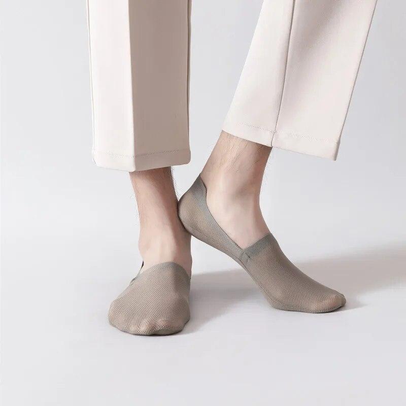 Men Socks Summer Thin Mesh Breathable Anti-Slip Invisible Shallow Mouth Socks Cotton Sole Leisure Low Barrel Socks
