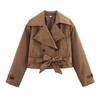 Chaqueta Gabardina Casual con Cinturón y Solapas Moda Femenina Euroamericana