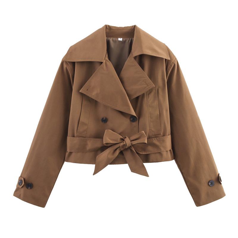 Chaqueta Gabardina Casual con Cinturón y Solapas Moda Femenina Euroamericana