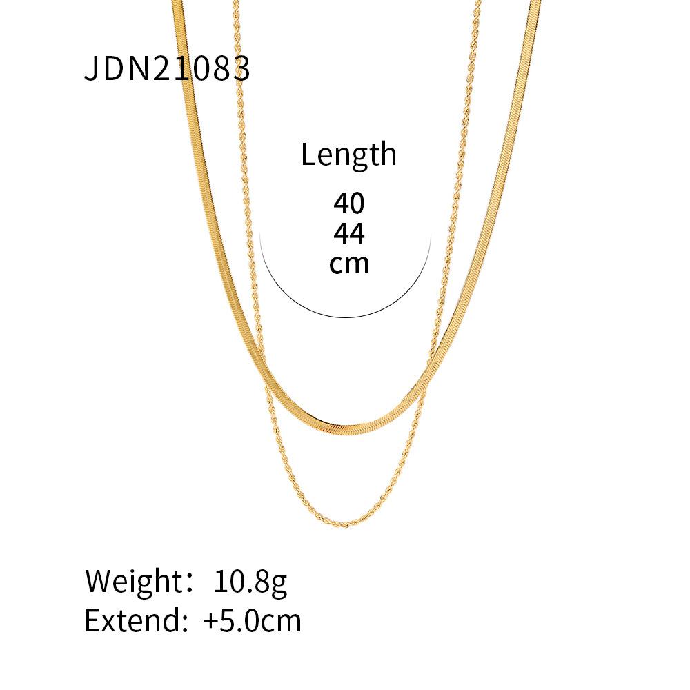 Classic Minimalist Necklace Jewelry Gold-plated Blade Chain Flat Snake Chain Twisted Chain Double-layer Necklace Pendant for Women