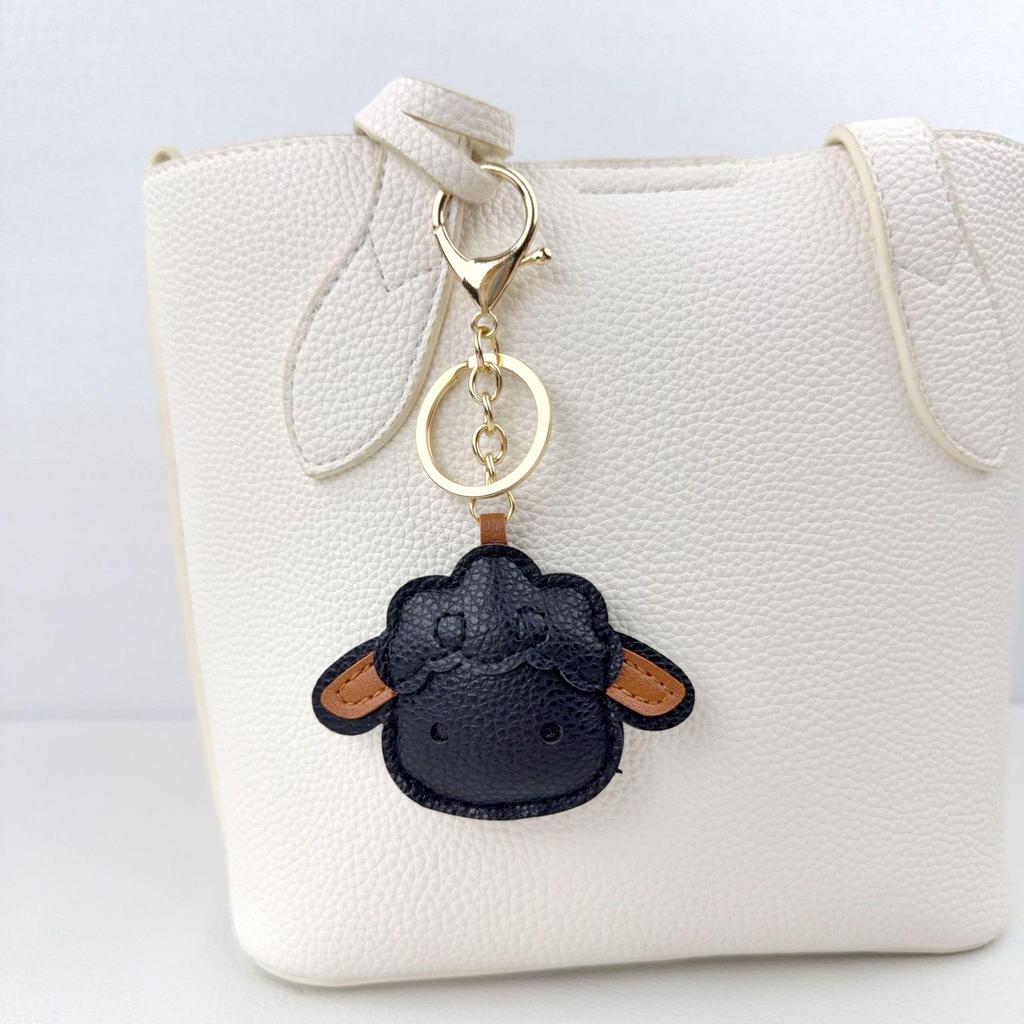 Yogodlns Cute Cartoon Sheep Design Faux Leather Pendant Lightweight Portable Decor Charm for Travel Backpacks Handbags